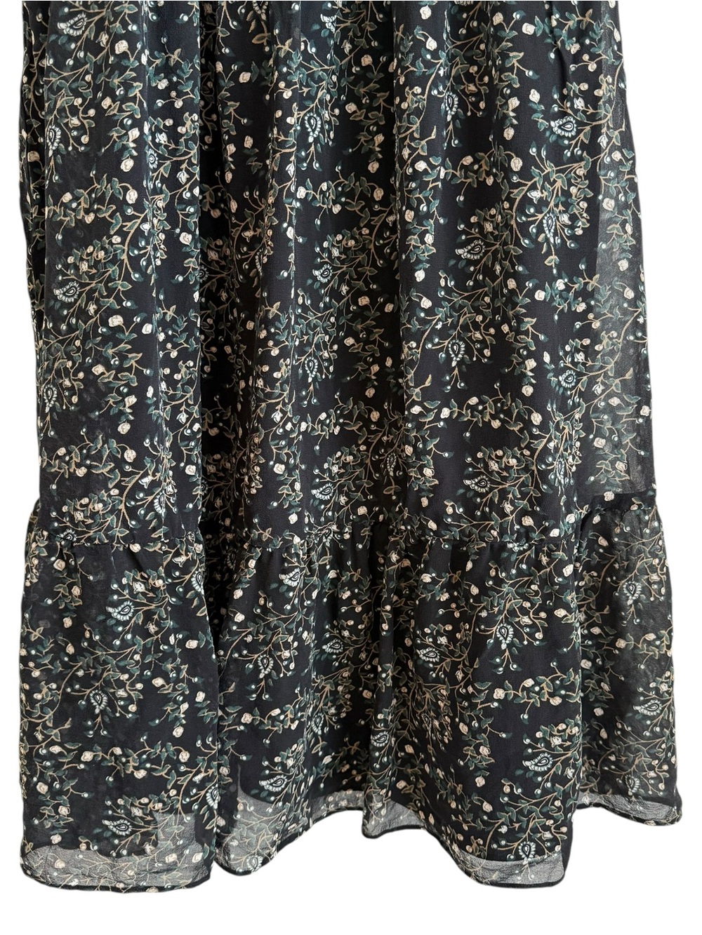 Joie Tahoma Silk Floral Print Ruffle Dress in "Tossed Wildflowers" Black Size XS - Picture 6 of 8